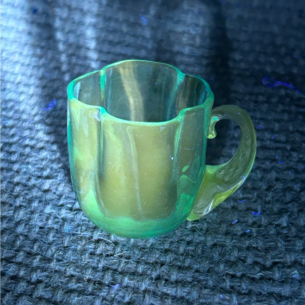 Miniature Vintage Rare Blue Manganese Glass Mug